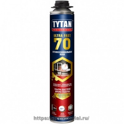 Пена TYTAN Professional ULTRA FAST 70 пена профессиональна с увеличенным выходом до 70л 12шт коробка